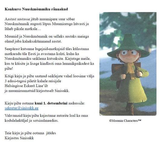 Nuuskmõmmiku rännakute kirjavõistlus!